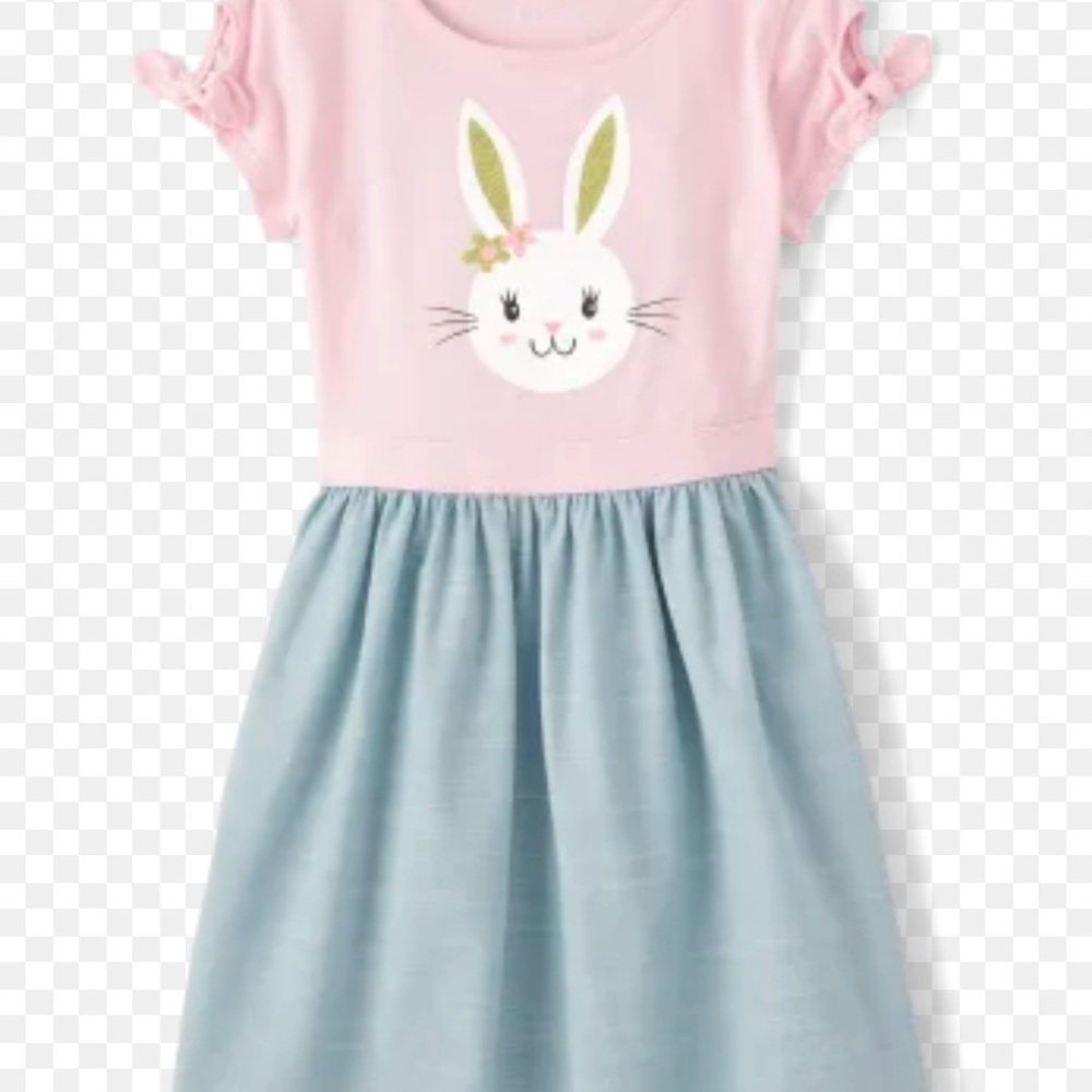 The Children’s Place Bunny (Easter/spring) dress. Size 5/6. Pink/denim